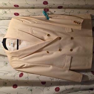 Talbots Designer Jacket..Cream/Winter White Wool Blazer with Gold Buttons